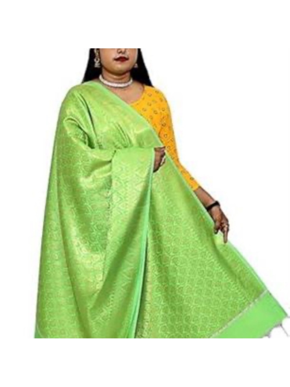 Elegant Lime Green Woven Saree - Women Accessories
